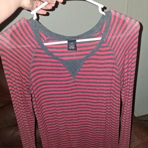Striped Red and Gray Women's Sweater